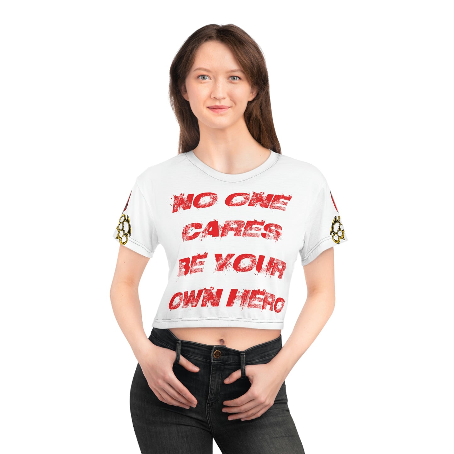 No One Cares- Crop top in white