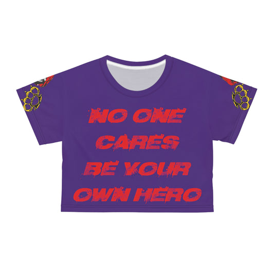 No One Cares- Crop top in purple